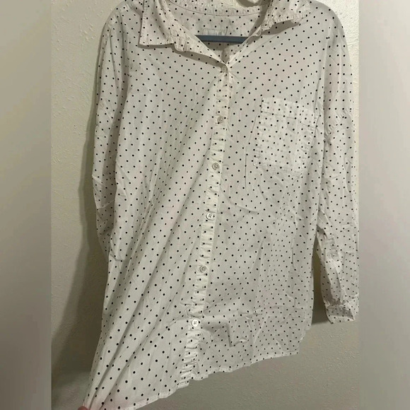 J.Jill White And Black Polka Dot Button Down Oversized Blouse - Picture 10 of 11